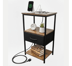 Velador Moderno Puerto Usb Tomacorrientes Simpel Mesa Noche Mate