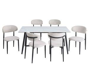 Juego comedor 6 sillas Gala blanco 76x160x80 cm