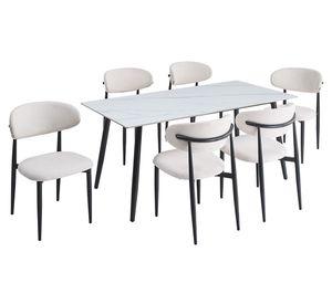 Juego comedor 6 sillas Gala blanco 76x160x80 cm