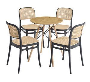 Juego comedor 4 sillas Loft café 75x60x60 cm