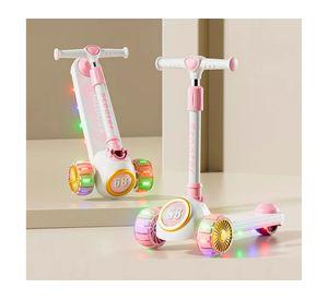 Scooter plegable led rosa 3 ruedas music