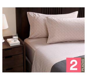 Juego sábanas 2 plazas 180 hilos Miniprint beige