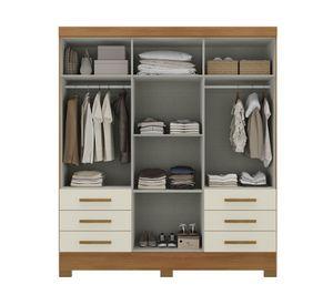 Clóset 6 puertas 6 cajones Paris cinamomo | off white 200x162x40 cm
