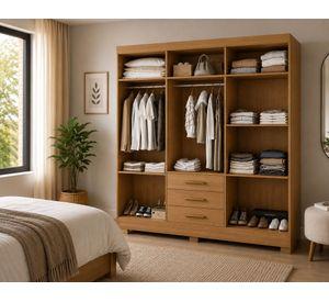 Clóset 6 puertas 3 cajones Itacare cinamomo 200.5x162x40 cm