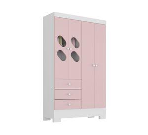 Clóset 4 puertas 3 cajones Ciranda rosado 180x108.4x40 cm