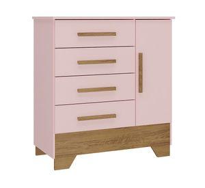 Cómoda Catavento rosado 1 Puerta 4 cajones