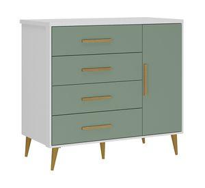 Cómoda Kids verde-blanco 1 Puerta 4 cajones