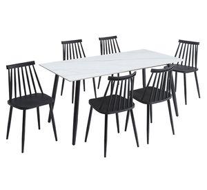 Juego comedor 6 sillas Gala blanco/negro 76 x 160 x 80 cm