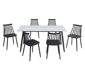 Juego comedor 6 sillas Gala blanco/negro 76 x 160 x 80 cm