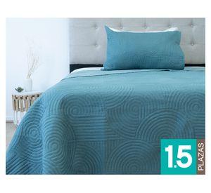 Quilt Bicolor verde 1.5 plazas