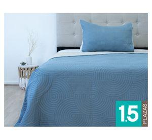 Quilt Bicolor azul 1.5 plazas