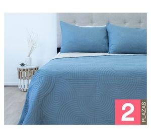 Quilt Bicolor azul 2 plazas