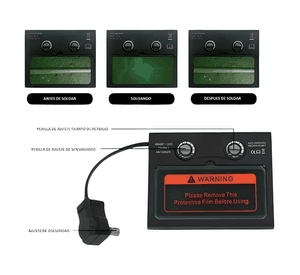 Máscara careta fotosensible soldar panel solar baterías