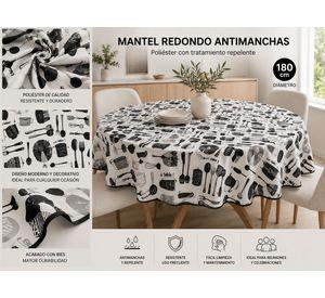 Mantel Anti manchas Redondo Cubiertos