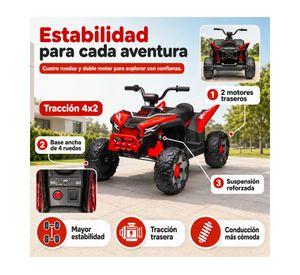 Cuatrimoto a batería ATV Monster 2 motores 12 V rojo
