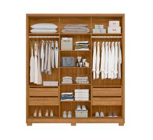 Clóset 3 puertas espejo Dallas freijo/off white 195x52x222 cm