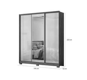 Clóset 3 puertas espejo Dallas freijo/off white 195x52x222 cm