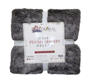 Manta Plush Sherpi gris/blanco 127x152 cm