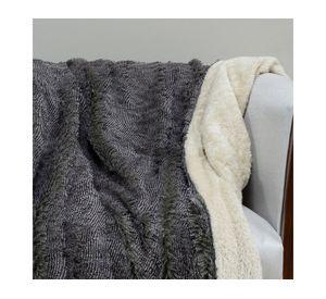 Manta Plush Sherpi gris/blanco 127x152 cm