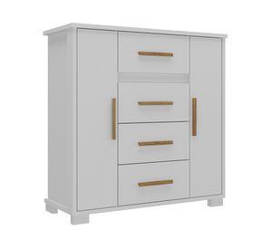 Cómoda Kyra branco fosco 2 puertas 4 cajones