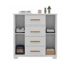Cómoda Kyra branco fosco 2 puertas 4 cajones