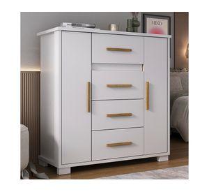 Cómoda Kyra branco fosco 2 puertas 4 cajones