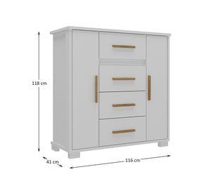Cómoda Kyra branco fosco 2 puertas 4 cajones