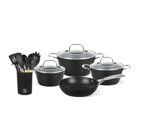 Batería Cocina Black Copper 7pzs + 12 Utensilios Negro