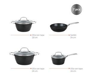 Batería Cocina Black Copper 7pzs + 12 Utensilios Negro