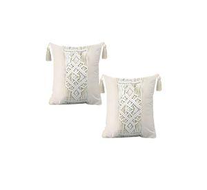 PACK DE 2 FUNDAS DE COJIN ESTILO BOHEMIO 45X45 CM BLANCO 03