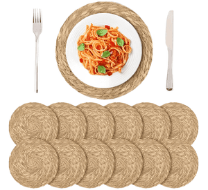 Set 12 individuales de mesa redondos de paja natural 35cm #9