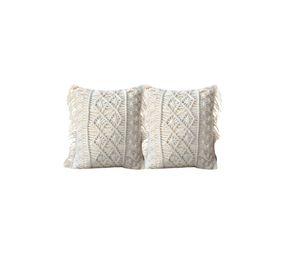 PACK DE 2 FUNDAS DE COJIN ESTILO BOHEMIO 45X45 CM BLANCO 01
