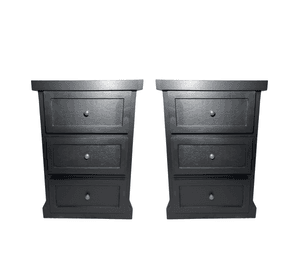 SET VELADORES DORMITORIO CATANIA 3 CAJONES NEGRO RUSTICO