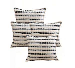 PACK DE 4 FUNDAS DE COJIN 45CMX45CM A RAYAS BEIGE CON NEGRO