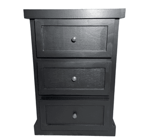 SET VELADORES DORMITORIO CATANIA 3 CAJONES NEGRO RUSTICO