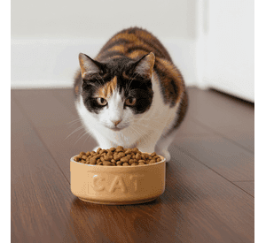 Bowl Gato Beige Azul 13cms