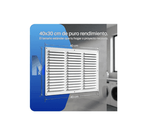 Celosia De Ventilacion Aluminio 40x30 Cm Rejilla Ventilacion Blanco