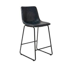 Silla Piso Bar Taburete Cocina Respaldo Metal Cuero Alta Burgos Negro