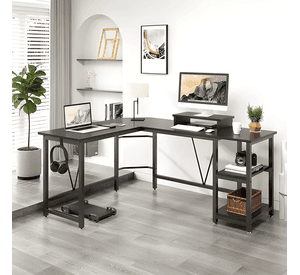 Escritorio esquinero metal oficina 150x48x75cm en forma l
