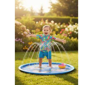 Alfombra Piscina Agua Rociador Para Niño Color Azul 100 cm