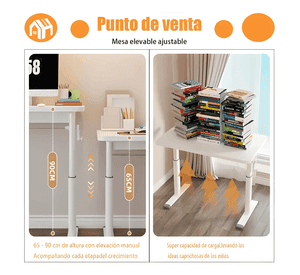 Escritorio 120cm altura ajustable manual ergonómico trabajo