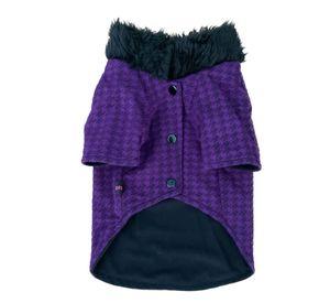 Abrigo Morado Cuello Piel talla S
