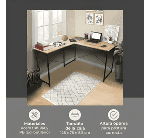 Escritorio minimalista tipo escuadra ejecutivo