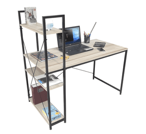 Escritorio estilo industrial relan estantería lateral Beige