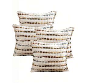 PACK DE 4 FUNDAS DE COJIN 45CMX45CM A RAYAS BEIGE CON COLORES VARIADOS