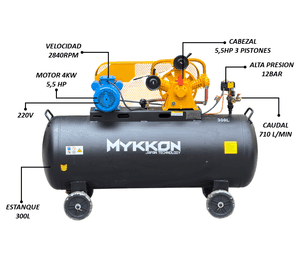 Compresor Industrial 300l Alta Presión 12,5 Bar 600L/min
