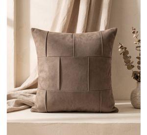 Set 2 Fundas de Cojín Cuero Tejido Entretejido Beige 45x45 cm Colección Toscana Mantova