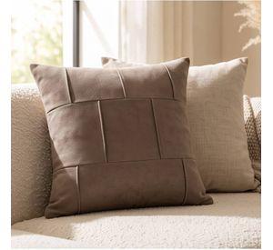 Set 2 Fundas de Cojín Cuero Tejido Entretejido Beige 45x45 cm Colección Toscana Mantova