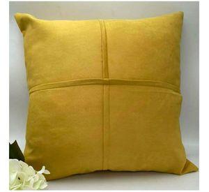 Fundas De Cojín de Semicuero Mostaza 50x50 pack de 02 unidades