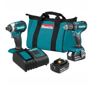 Kit inalámbrico 18V taladro percutor + Atornillador de impacto Makita DLX2414YX7